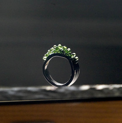 Green Moss Bubble Glass Ring