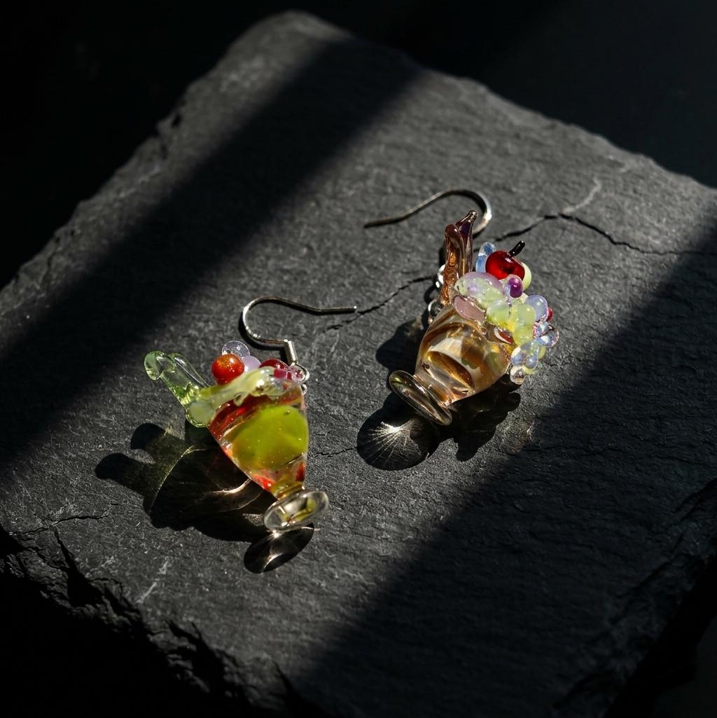 Miniature Cocktail Glass Earrings, Handblown Glass Drink Dangles, Fun Quirky Jewelry, Unique Party Gift for Her