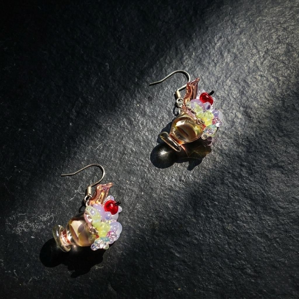 Miniature Cocktail Glass Earrings, Handblown Glass Drink Dangles, Fun Quirky Jewelry, Unique Party Gift for Her