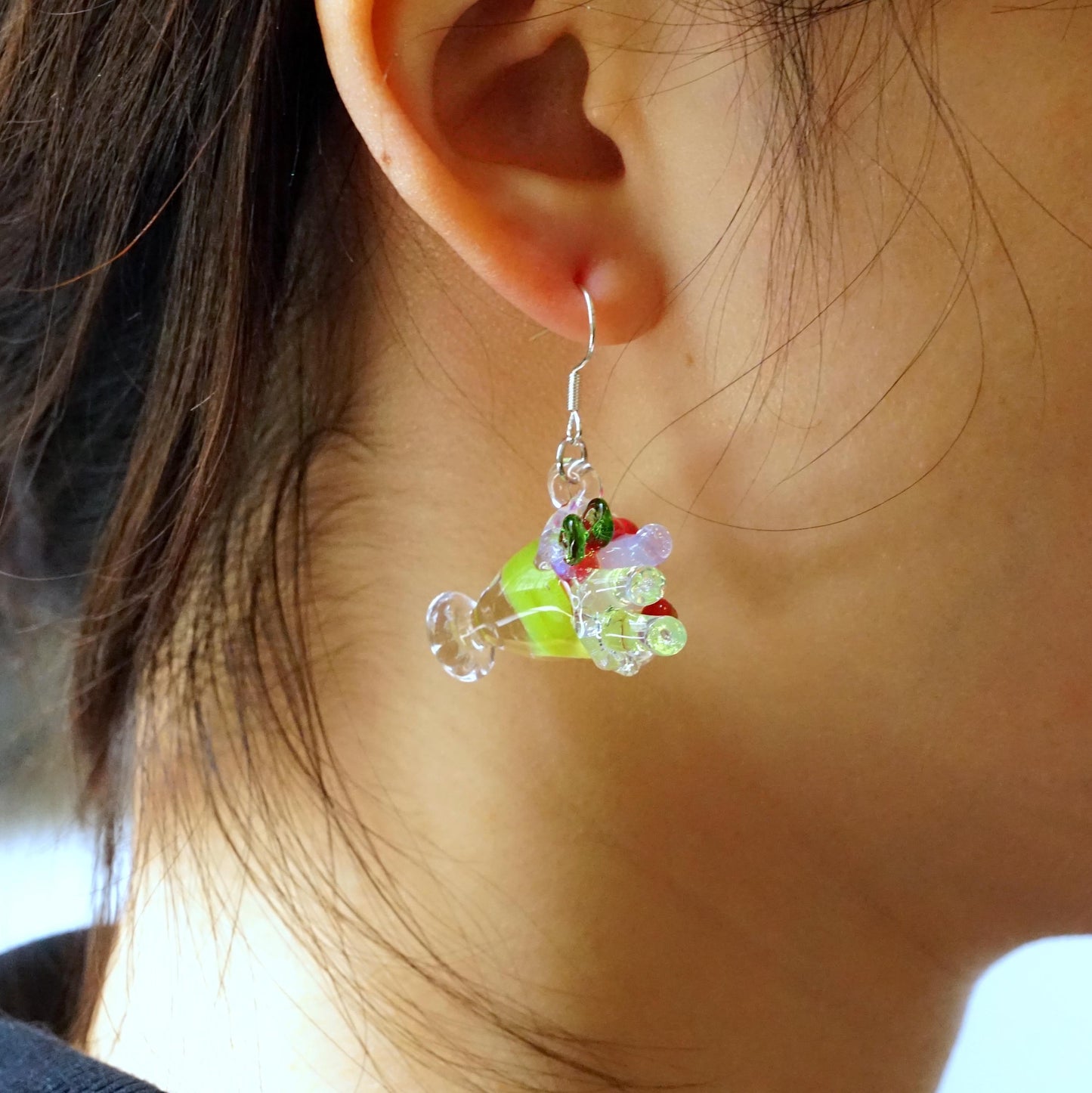 Miniature Cocktail Glass Earrings, Handblown Glass Drink Dangles, Fun Quirky Jewelry, Unique Party Gift for Her