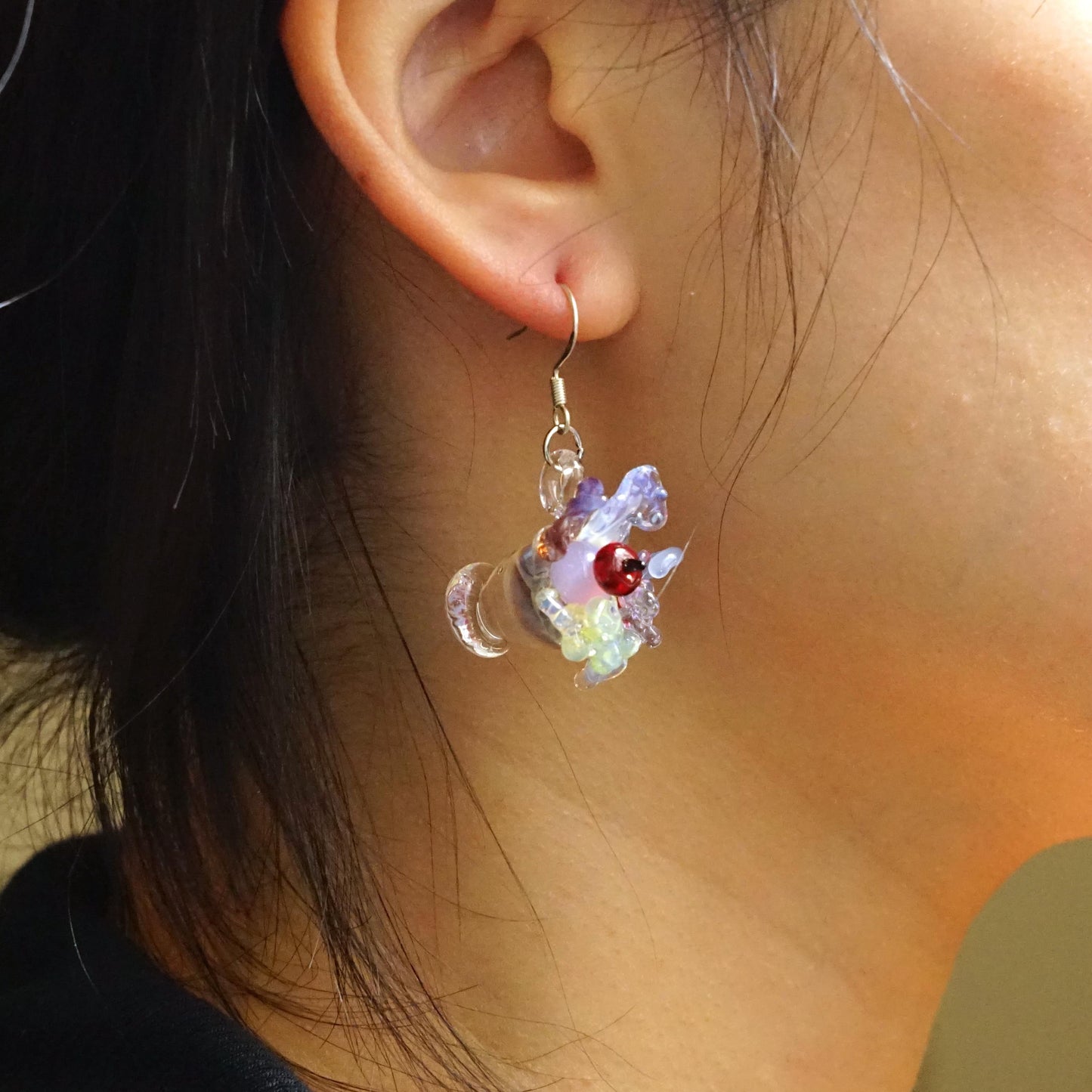 Miniature Cocktail Glass Earrings, Handblown Glass Drink Dangles, Fun Quirky Jewelry, Unique Party Gift for Her
