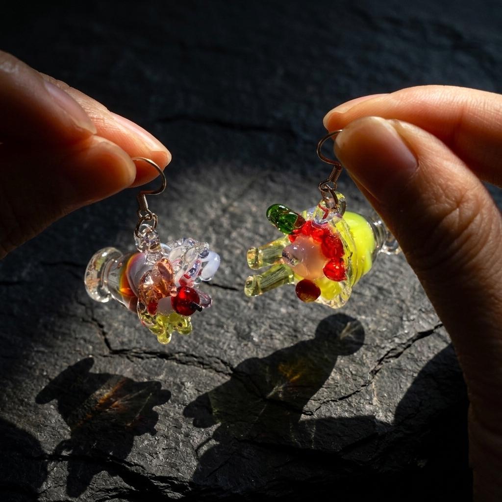 Miniature Cocktail Glass Earrings, Handblown Glass Drink Dangles, Fun Quirky Jewelry, Unique Party Gift for Her