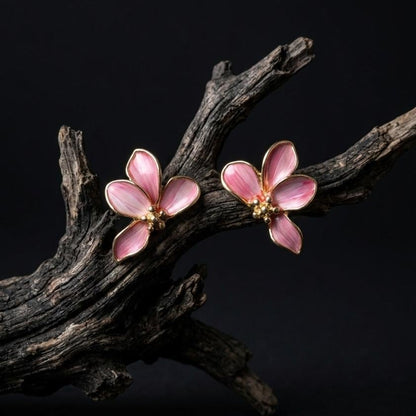 Pink Petal Feather Studs