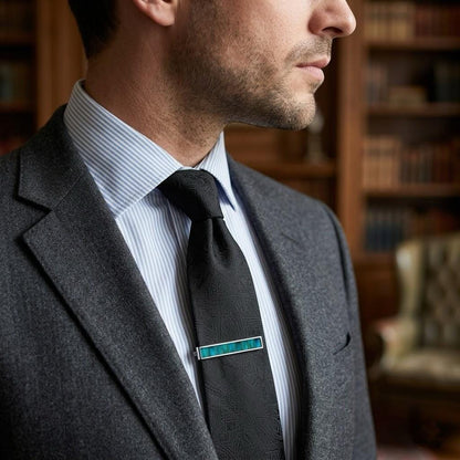 Peacock Feather Cufflink & Tie Clip Set