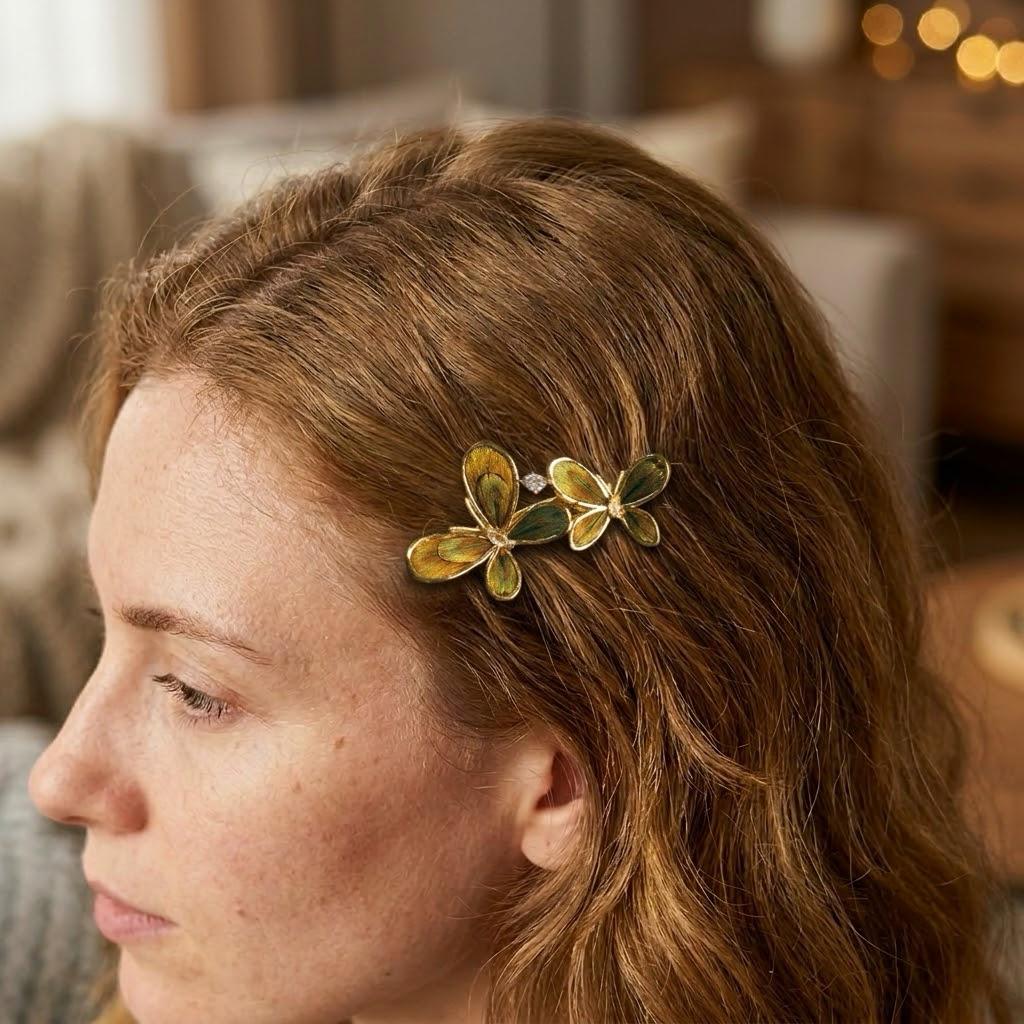 Peacock Feather Butterfly Hair Clip