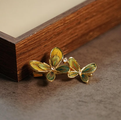 Peacock Feather Butterfly Hair Clip