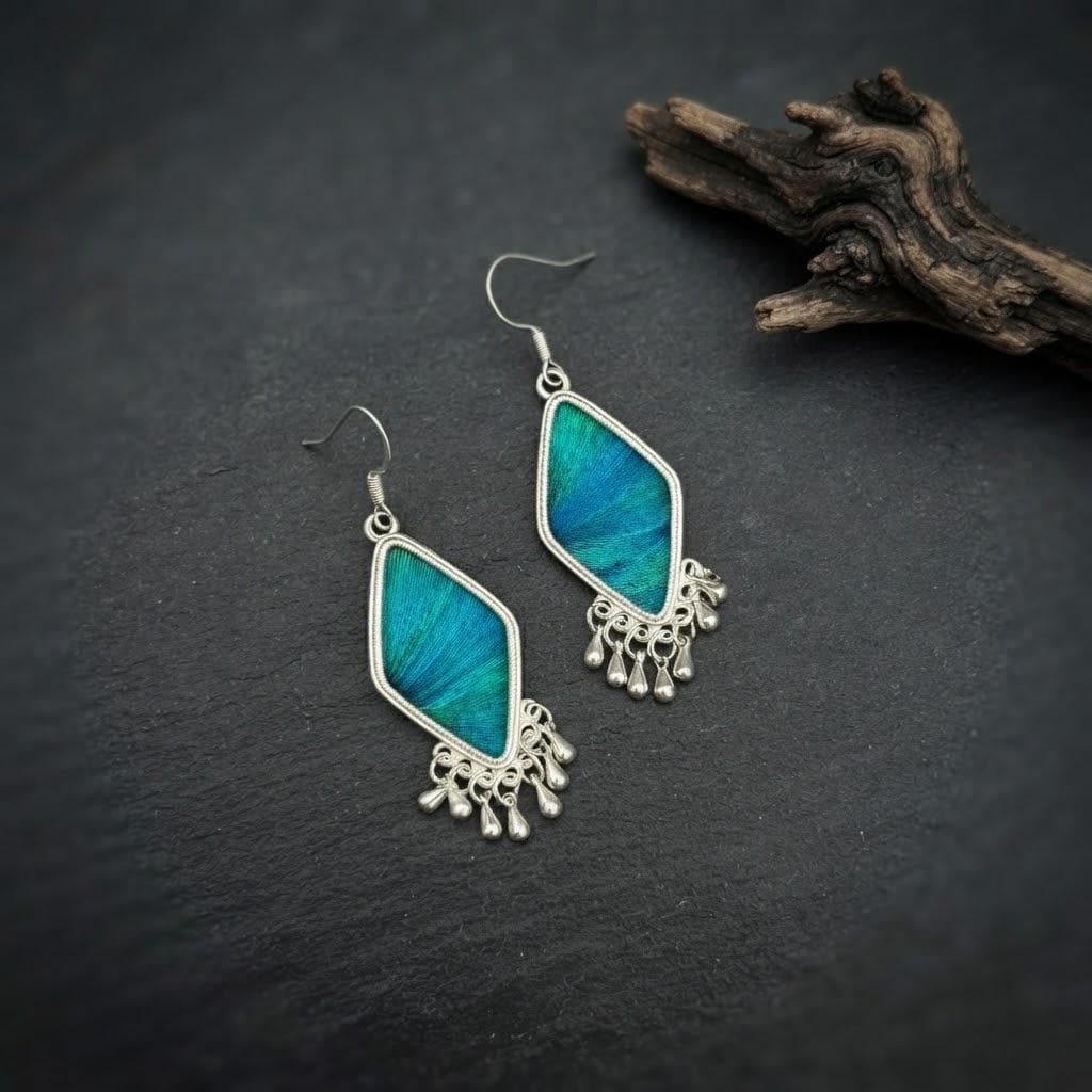 Miao Silver Feather Drop Earrings