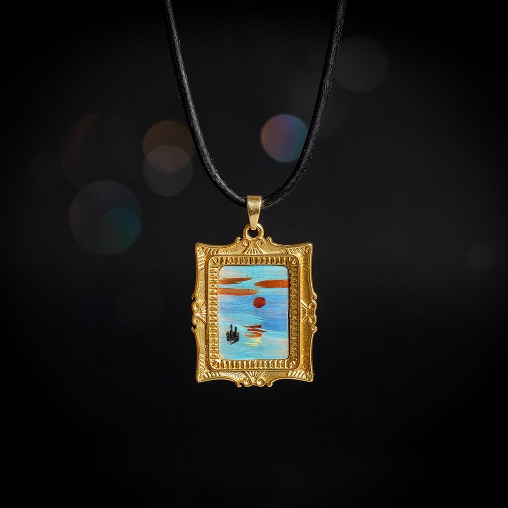 Monet Sunrise Feather Pendant
