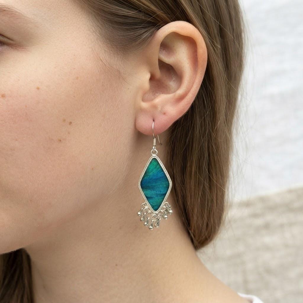 Miao Silver Feather Drop Earrings