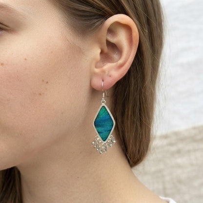 Miao Silver Feather Drop Earrings