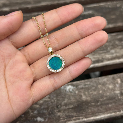 Round Spinning Necklace With  Peacock Feather