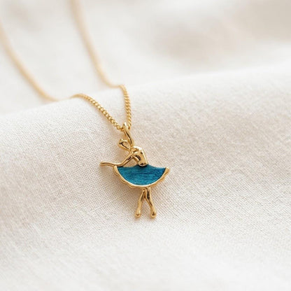 Ballerina Pendant Necklace With Peacock Feather