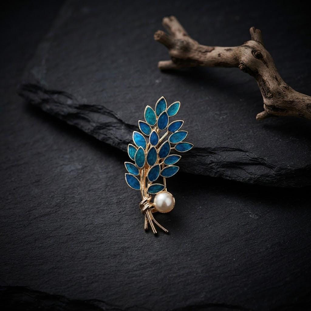 Wheat Ear Brooch with Pearl