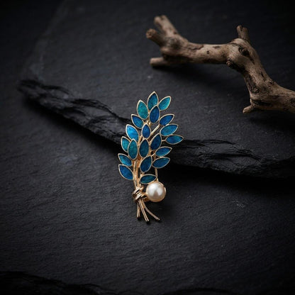Wheat Ear Brooch with Pearl