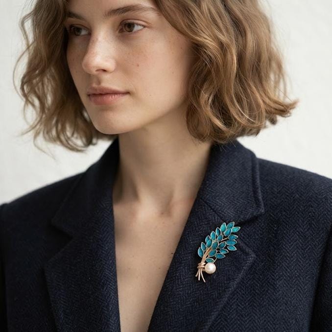 Wheat Ear Brooch with Pearl