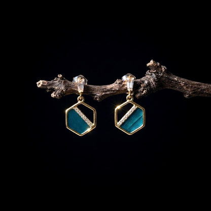 Openwork Geometric Drops With Peacock Feather