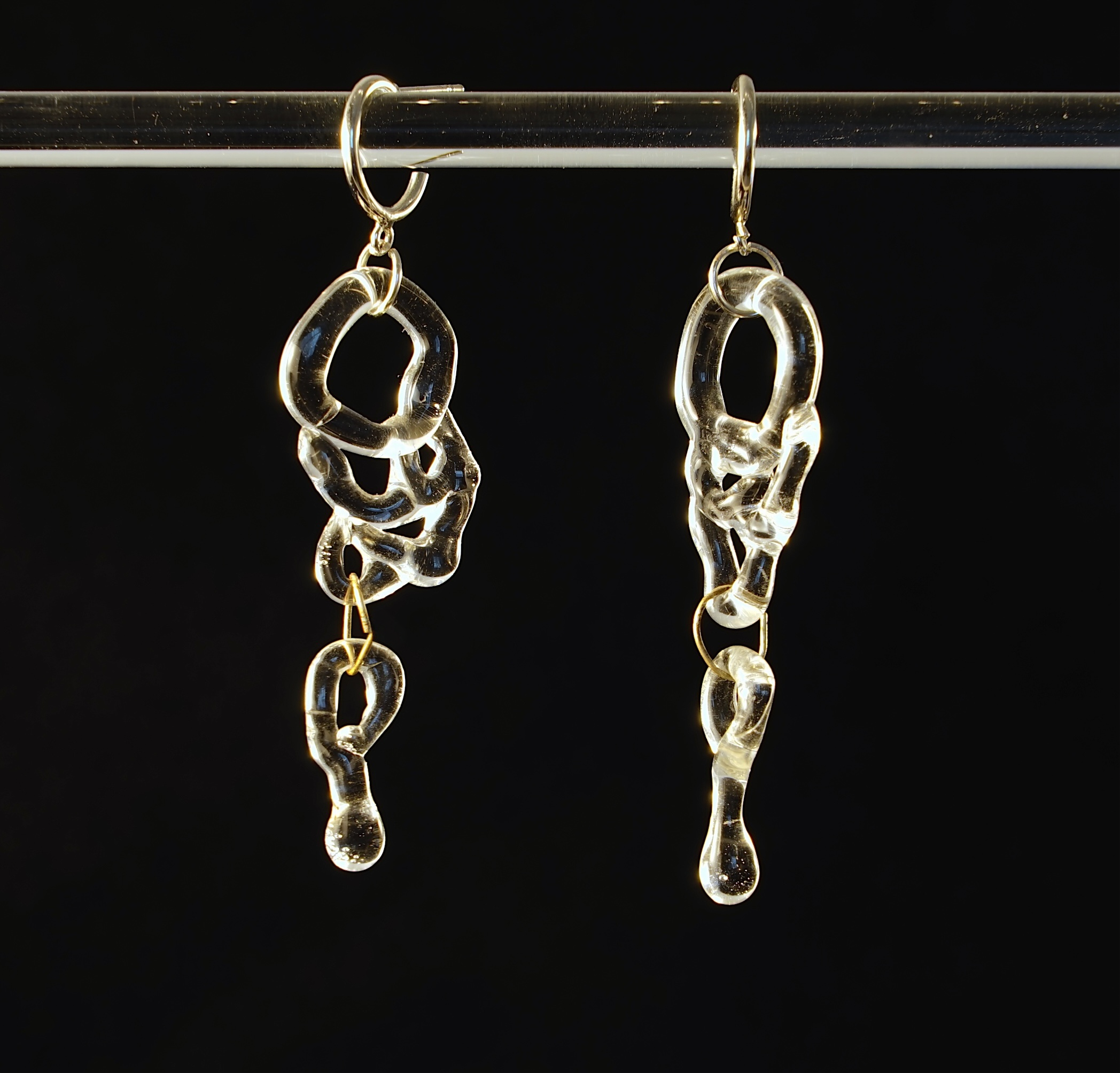 Clear Glass Chain Earrings