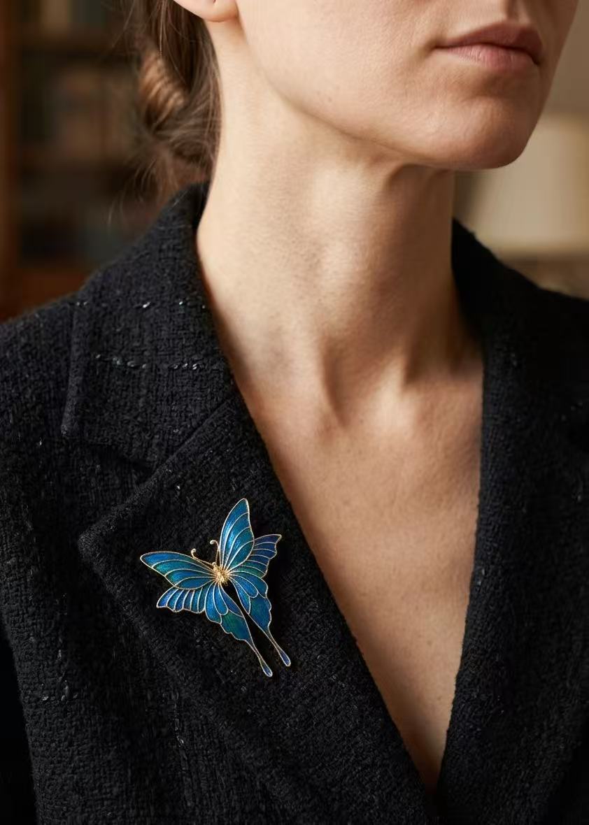 Butterfly Brooch worn view